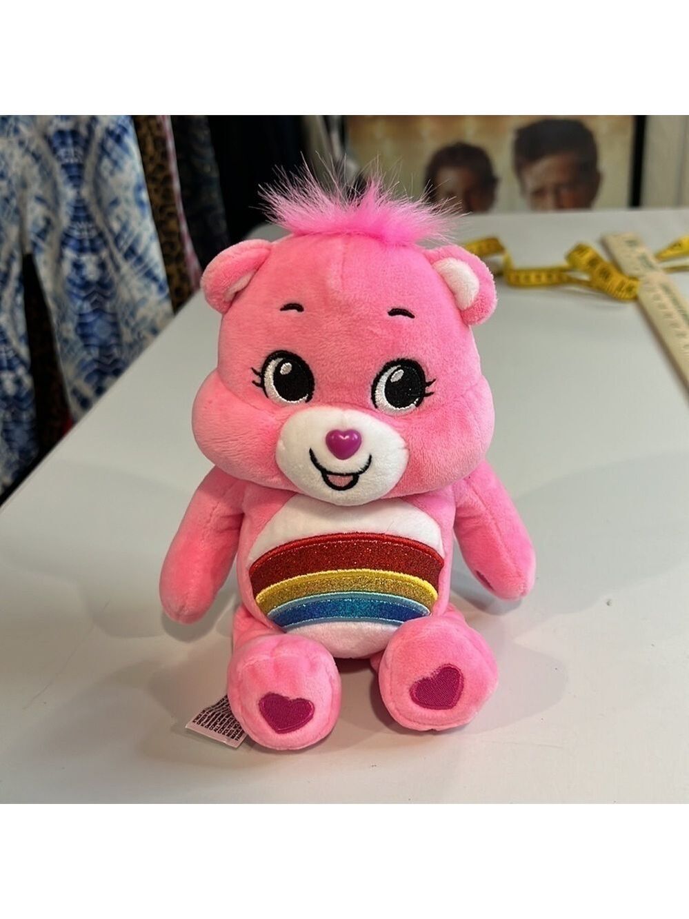 Care Bear Cheer Bear Plush Rainbow Sparkles